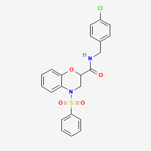 N-(4-chlorobenzyl)-4-(phenylsulfonyl)-3,4-dihydro-2H-1,4-benzoxazine-2-carboxamide