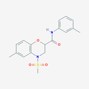 molecular formula C18H20N2O4S B11231628 6-methyl-N-(3-methylphenyl)-4-(methylsulfonyl)-3,4-dihydro-2H-1,4-benzoxazine-2-carboxamide 