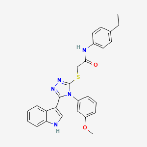 molecular formula C27H25N5O2S B11231647 2-((5-(1H-indol-3-yl)-4-(3-methoxyphenyl)-4H-1,2,4-triazol-3-yl)thio)-N-(4-ethylphenyl)acetamide 