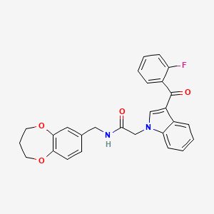 molecular formula C27H23FN2O4 B11231672 N-(3,4-dihydro-2H-1,5-benzodioxepin-7-ylmethyl)-2-{3-[(2-fluorophenyl)carbonyl]-1H-indol-1-yl}acetamide 