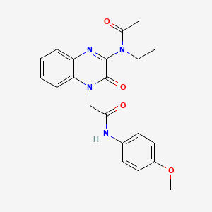 molecular formula C21H22N4O4 B11231687 N-ethyl-N-(4-{2-[(4-methoxyphenyl)amino]-2-oxoethyl}-3-oxo-3,4-dihydroquinoxalin-2-yl)acetamide 