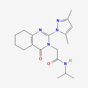 molecular formula C18H25N5O2 B11231690 2-(2-(3,5-dimethyl-1H-pyrazol-1-yl)-4-oxo-5,6,7,8-tetrahydroquinazolin-3(4H)-yl)-N-isopropylacetamide 