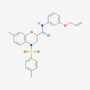 7-methyl-4-[(4-methylphenyl)sulfonyl]-N-[3-(prop-2-en-1-yloxy)phenyl]-3,4-dihydro-2H-1,4-benzoxazine-2-carboxamide