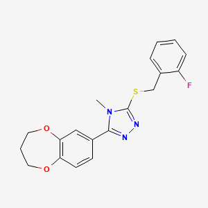 molecular formula C19H18FN3O2S B11231708 3-(3,4-dihydro-2H-1,5-benzodioxepin-7-yl)-5-[(2-fluorobenzyl)sulfanyl]-4-methyl-4H-1,2,4-triazole 