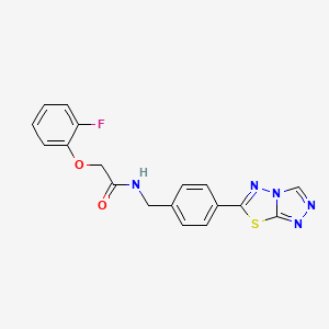 molecular formula C18H14FN5O2S B11231730 2-(2-fluorophenoxy)-N-[4-([1,2,4]triazolo[3,4-b][1,3,4]thiadiazol-6-yl)benzyl]acetamide 