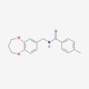 N-(3,4-dihydro-2H-1,5-benzodioxepin-7-ylmethyl)-4-methylbenzamide