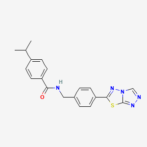 molecular formula C20H19N5OS B11231774 4-(propan-2-yl)-N-[4-([1,2,4]triazolo[3,4-b][1,3,4]thiadiazol-6-yl)benzyl]benzamide 