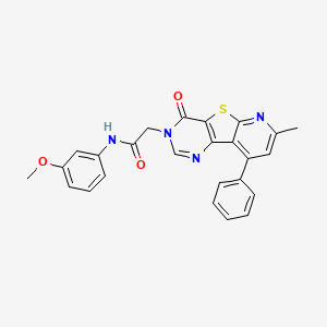 N-(3-methoxyphenyl)-2-(11-methyl-6-oxo-13-phenyl-8-thia-3,5,10-triazatricyclo[7.4.0.02,7]trideca-1(13),2(7),3,9,11-pentaen-5-yl)acetamide