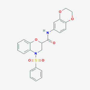 N-(2,3-dihydro-1,4-benzodioxin-6-yl)-4-(phenylsulfonyl)-3,4-dihydro-2H-1,4-benzoxazine-2-carboxamide