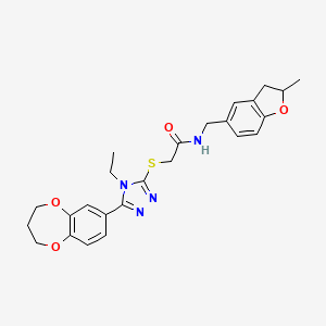 2-{[5-(3,4-dihydro-2H-1,5-benzodioxepin-7-yl)-4-ethyl-4H-1,2,4-triazol-3-yl]sulfanyl}-N-[(2-methyl-2,3-dihydro-1-benzofuran-5-yl)methyl]acetamide