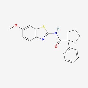 molecular formula C20H20N2O2S B11231873 N-(6-methoxy-1,3-benzothiazol-2-yl)-1-phenylcyclopentanecarboxamide 