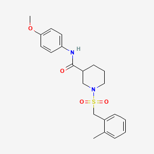 molecular formula C21H26N2O4S B11231876 N-(4-methoxyphenyl)-1-[(2-methylbenzyl)sulfonyl]piperidine-3-carboxamide 