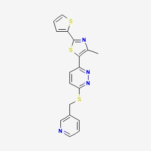 4-Methyl-5-(6-((pyridin-3-ylmethyl)thio)pyridazin-3-yl)-2-(thiophen-2-yl)thiazole