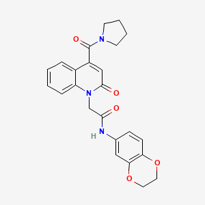 molecular formula C24H23N3O5 B11231905 N-(2,3-dihydro-1,4-benzodioxin-6-yl)-2-[2-oxo-4-(pyrrolidin-1-ylcarbonyl)quinolin-1(2H)-yl]acetamide 