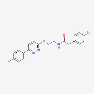 molecular formula C21H20BrN3O2 B11231908 2-(4-bromophenyl)-N-(2-((6-(p-tolyl)pyridazin-3-yl)oxy)ethyl)acetamide 