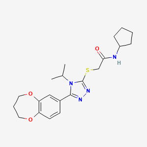 molecular formula C21H28N4O3S B11231929 N-cyclopentyl-2-{[5-(3,4-dihydro-2H-1,5-benzodioxepin-7-yl)-4-(propan-2-yl)-4H-1,2,4-triazol-3-yl]sulfanyl}acetamide 