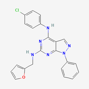 molecular formula C22H17ClN6O B11231949 N~4~-(4-chlorophenyl)-N~6~-(furan-2-ylmethyl)-1-phenyl-1H-pyrazolo[3,4-d]pyrimidine-4,6-diamine 