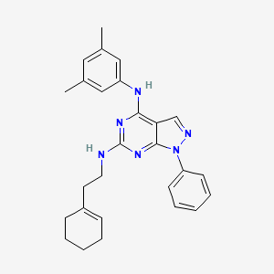 molecular formula C27H30N6 B11231964 N~6~-[2-(cyclohex-1-en-1-yl)ethyl]-N~4~-(3,5-dimethylphenyl)-1-phenyl-1H-pyrazolo[3,4-d]pyrimidine-4,6-diamine 