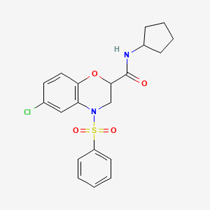 6-chloro-N-cyclopentyl-4-(phenylsulfonyl)-3,4-dihydro-2H-1,4-benzoxazine-2-carboxamide