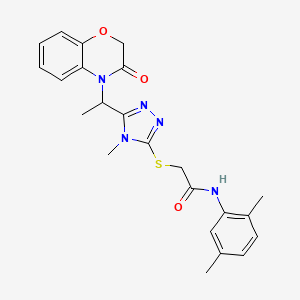 molecular formula C23H25N5O3S B11232003 N-(2,5-dimethylphenyl)-2-({4-methyl-5-[1-(3-oxo-2,3-dihydro-4H-1,4-benzoxazin-4-yl)ethyl]-4H-1,2,4-triazol-3-yl}sulfanyl)acetamide 