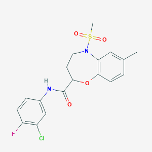 N-(3-chloro-4-fluorophenyl)-7-methyl-5-(methylsulfonyl)-2,3,4,5-tetrahydro-1,5-benzoxazepine-2-carboxamide