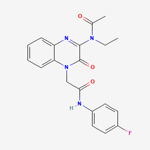 molecular formula C20H19FN4O3 B11232068 N-ethyl-N-(4-{2-[(4-fluorophenyl)amino]-2-oxoethyl}-3-oxo-3,4-dihydroquinoxalin-2-yl)acetamide 