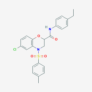 molecular formula C24H23ClN2O4S B11232109 6-chloro-N-(4-ethylphenyl)-4-[(4-methylphenyl)sulfonyl]-3,4-dihydro-2H-1,4-benzoxazine-2-carboxamide 