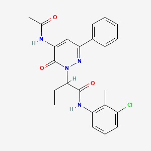 molecular formula C23H23ClN4O3 B11232147 2-[5-(acetylamino)-6-oxo-3-phenylpyridazin-1(6H)-yl]-N-(3-chloro-2-methylphenyl)butanamide 