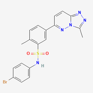 molecular formula C19H16BrN5O2S B11232149 N-(4-bromophenyl)-2-methyl-5-(3-methyl[1,2,4]triazolo[4,3-b]pyridazin-6-yl)benzenesulfonamide 