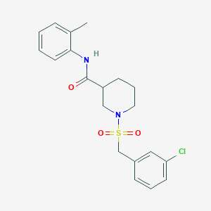 molecular formula C20H23ClN2O3S B11232156 1-[(3-chlorobenzyl)sulfonyl]-N-(2-methylphenyl)piperidine-3-carboxamide 