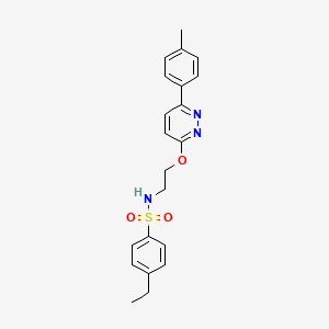 molecular formula C21H23N3O3S B11232172 4-ethyl-N-(2-((6-(p-tolyl)pyridazin-3-yl)oxy)ethyl)benzenesulfonamide 