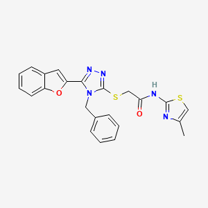 2-{[5-(1-benzofuran-2-yl)-4-benzyl-4H-1,2,4-triazol-3-yl]sulfanyl}-N-(4-methyl-1,3-thiazol-2-yl)acetamide