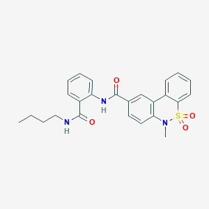 molecular formula C25H25N3O4S B11232223 N-[2-(butylcarbamoyl)phenyl]-6-methyl-6H-dibenzo[c,e][1,2]thiazine-9-carboxamide 5,5-dioxide 