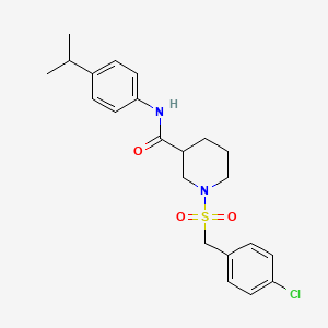 molecular formula C22H27ClN2O3S B11232234 1-[(4-chlorobenzyl)sulfonyl]-N-[4-(propan-2-yl)phenyl]piperidine-3-carboxamide 