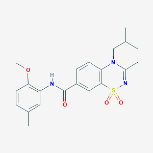 molecular formula C21H25N3O4S B11232240 4-isobutyl-N-(2-methoxy-5-methylphenyl)-3-methyl-4H-1,2,4-benzothiadiazine-7-carboxamide 1,1-dioxide 