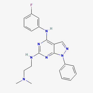 molecular formula C21H22FN7 B11232251 N6-(2-(dimethylamino)ethyl)-N4-(3-fluorophenyl)-1-phenyl-1H-pyrazolo[3,4-d]pyrimidine-4,6-diamine 