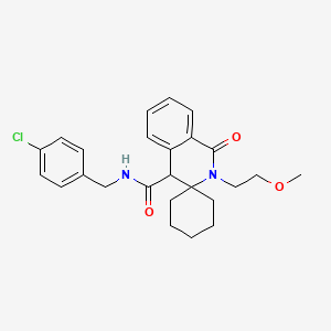 molecular formula C25H29ClN2O3 B11232283 N-(4-chlorobenzyl)-2'-(2-methoxyethyl)-1'-oxo-1',4'-dihydro-2'H-spiro[cyclohexane-1,3'-isoquinoline]-4'-carboxamide 