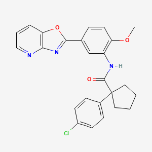 molecular formula C25H22ClN3O3 B11232291 1-(4-chlorophenyl)-N-[2-methoxy-5-([1,3]oxazolo[4,5-b]pyridin-2-yl)phenyl]cyclopentanecarboxamide 