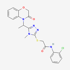 molecular formula C21H20ClN5O3S B11232294 N-(2-chlorophenyl)-2-({4-methyl-5-[1-(3-oxo-2,3-dihydro-4H-1,4-benzoxazin-4-yl)ethyl]-4H-1,2,4-triazol-3-yl}sulfanyl)acetamide 