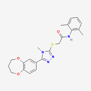 molecular formula C22H24N4O3S B11232308 2-{[5-(3,4-dihydro-2H-1,5-benzodioxepin-7-yl)-4-methyl-4H-1,2,4-triazol-3-yl]sulfanyl}-N-(2,6-dimethylphenyl)acetamide 