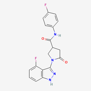 molecular formula C18H14F2N4O2 B11232309 1-(4-fluoro-1H-indazol-3-yl)-N-(4-fluorophenyl)-5-oxopyrrolidine-3-carboxamide 