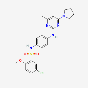 molecular formula C23H26ClN5O3S B11232419 5-chloro-2-methoxy-4-methyl-N-(4-((4-methyl-6-(pyrrolidin-1-yl)pyrimidin-2-yl)amino)phenyl)benzenesulfonamide 