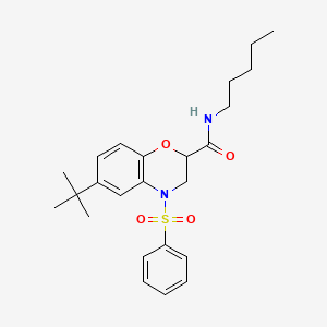 6-tert-butyl-N-pentyl-4-(phenylsulfonyl)-3,4-dihydro-2H-1,4-benzoxazine-2-carboxamide