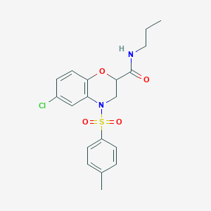 molecular formula C19H21ClN2O4S B11232478 6-chloro-4-[(4-methylphenyl)sulfonyl]-N-propyl-3,4-dihydro-2H-1,4-benzoxazine-2-carboxamide 