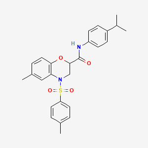 molecular formula C26H28N2O4S B11232485 6-methyl-4-[(4-methylphenyl)sulfonyl]-N-[4-(propan-2-yl)phenyl]-3,4-dihydro-2H-1,4-benzoxazine-2-carboxamide 