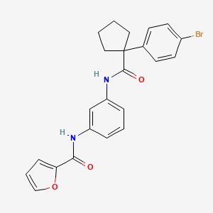 molecular formula C23H21BrN2O3 B11232553 N-[3-({[1-(4-bromophenyl)cyclopentyl]carbonyl}amino)phenyl]furan-2-carboxamide 