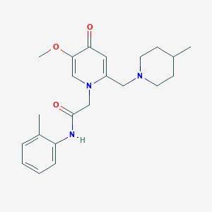 molecular formula C22H29N3O3 B11232557 2-(5-methoxy-2-((4-methylpiperidin-1-yl)methyl)-4-oxopyridin-1(4H)-yl)-N-(o-tolyl)acetamide 