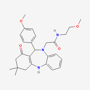 N-(2-methoxyethyl)-2-[11-(4-methoxyphenyl)-3,3-dimethyl-1-oxo-1,2,3,4,5,11-hexahydro-10H-dibenzo[b,e][1,4]diazepin-10-yl]acetamide