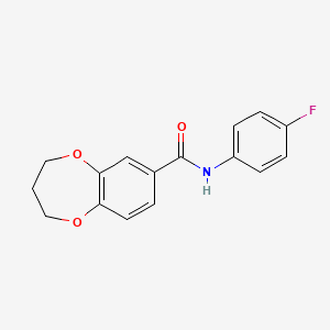 molecular formula C16H14FNO3 B11232627 N-(4-fluorophenyl)-3,4-dihydro-2H-1,5-benzodioxepine-7-carboxamide 