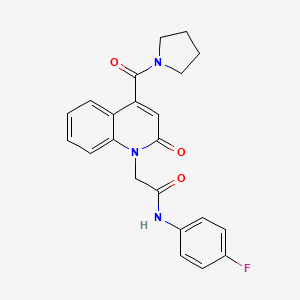 molecular formula C22H20FN3O3 B11232649 N-(4-fluorophenyl)-2-[2-oxo-4-(pyrrolidin-1-ylcarbonyl)quinolin-1(2H)-yl]acetamide 